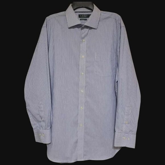 Mens Lauren Ralph Lauren Dress Shirt Blue White Pinstripe 17.5 34/35 Classic Fit - Picture 1 of 5